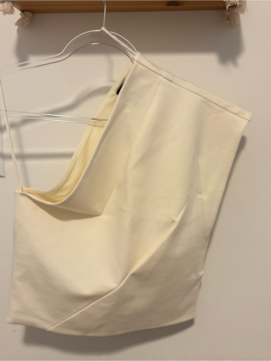 Express Tops - Express Cream One-Shoulder Blouse